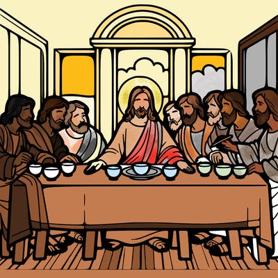 jesus shares the last supper with twelve apostles