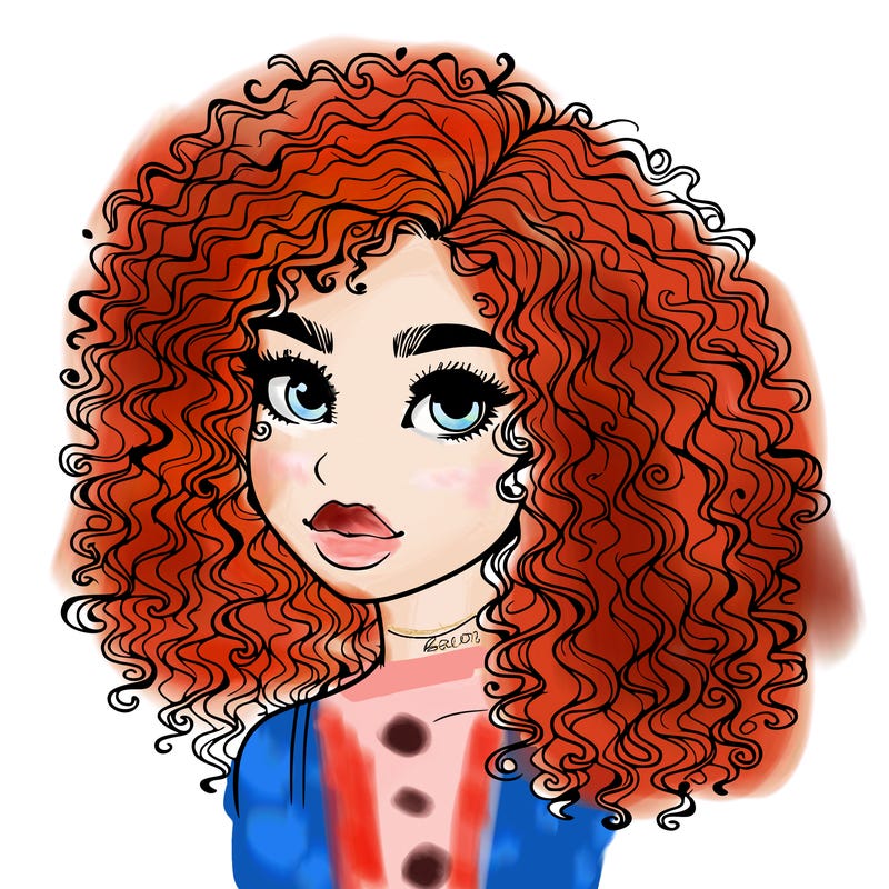 girl with curly hair realistic