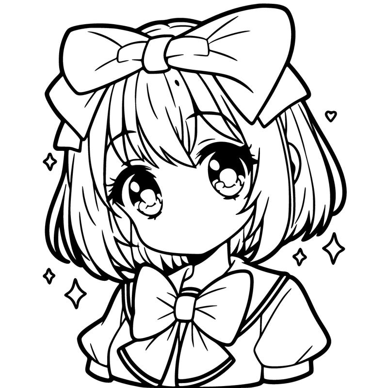 cute anime girl with bow