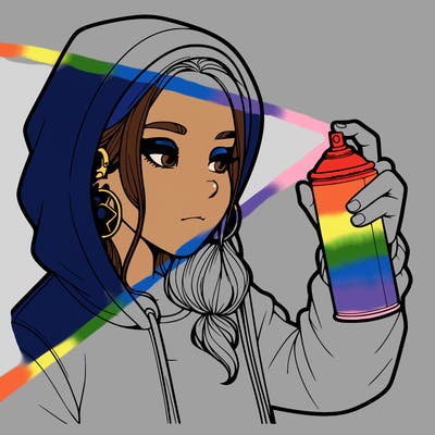 a realistic girl, spray painting