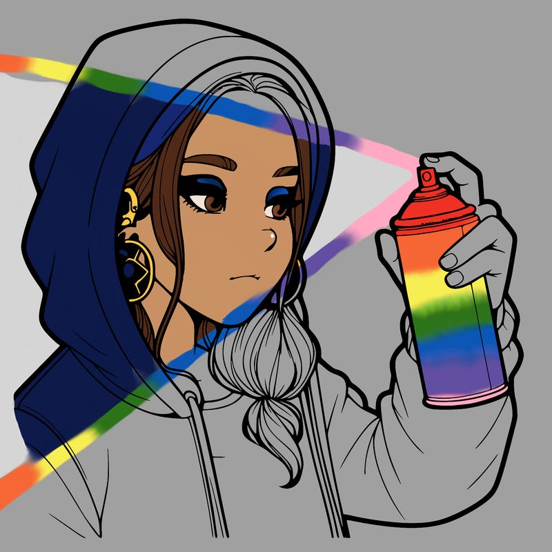 a realistic girl, spray painting