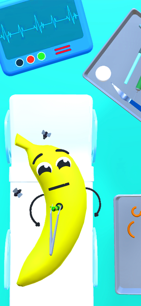 Fruit Doctor 3D: Fruit Clinic - A banana patient undergoing surgery in Fruit Doctor 3D clinic.