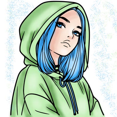 a realistic girl in a hoodie