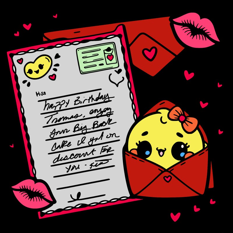 letter card, and kisses, for valentine day