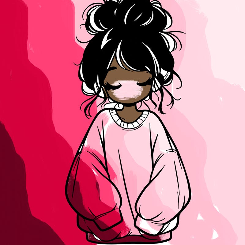 girl with baggy sweatshirt and messy bun