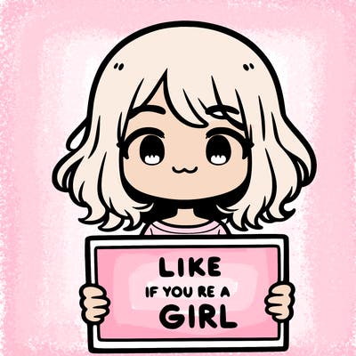 a cute girl holding a sign that says like if you’re a girl