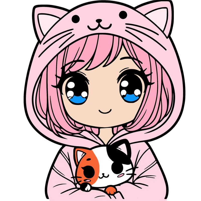 girl with cat hoodie