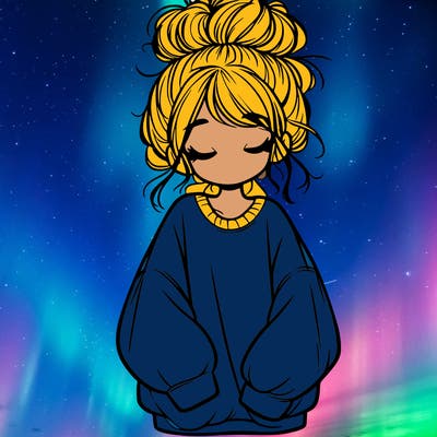 girl with baggy sweatshirt and messy bun