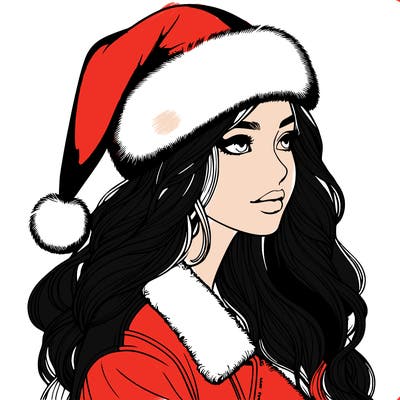 realistic girl in santa hat