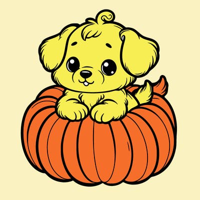 cute little puppy in a pumpkin