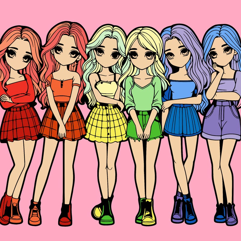 a group of girls realistic