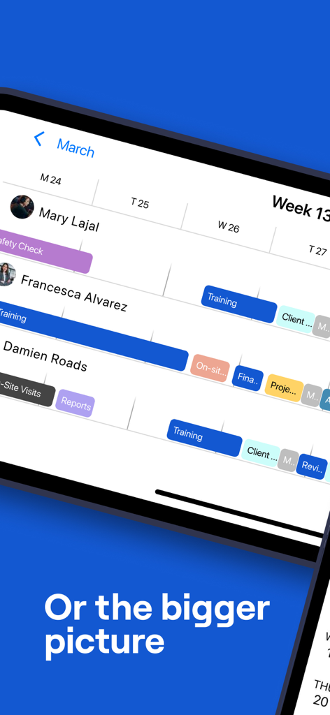 Ganttic Planner - Ganttic Plannerリソース管理スケジュールとチームタスクのモバイルビュー。