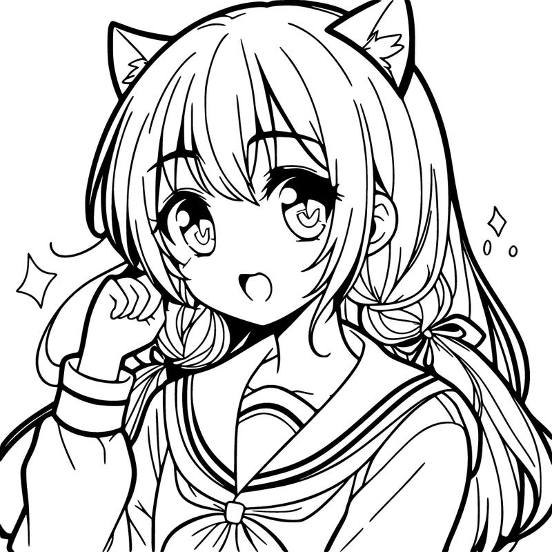 anime girl with bangs and cat ears