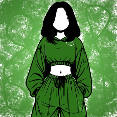 realistic girl faceless with baggy pants and a crop top