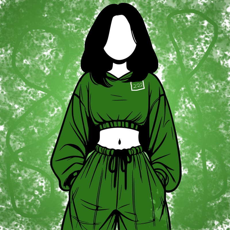 realistic girl faceless with baggy pants and a crop top