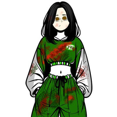 realistic girl faceless with baggy pants and a crop top