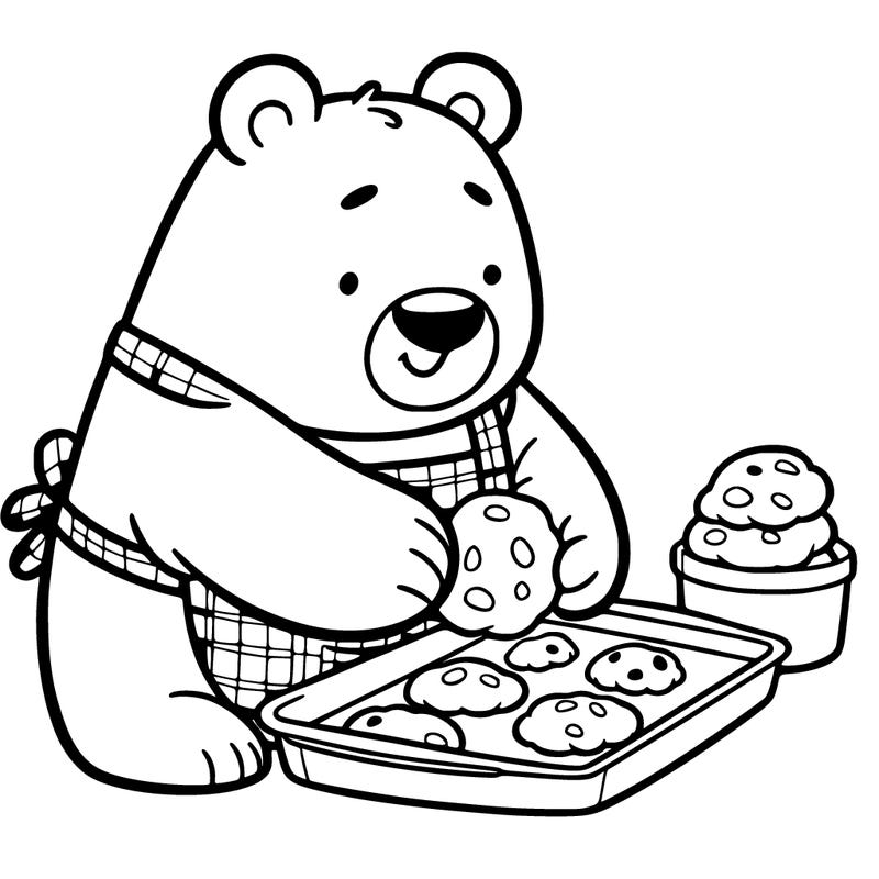 a bear baking cookies