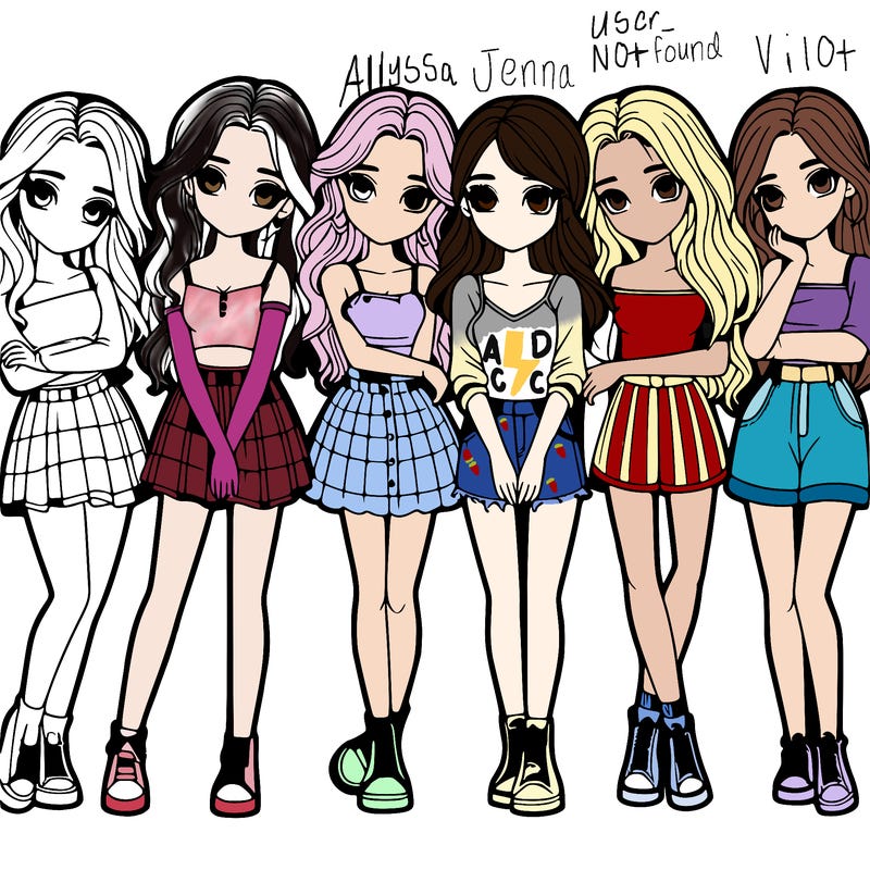 a group of girls realistic