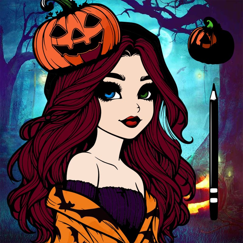 realistic  girl with  a halloween themed look