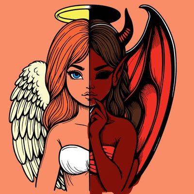 realistic angel half demon