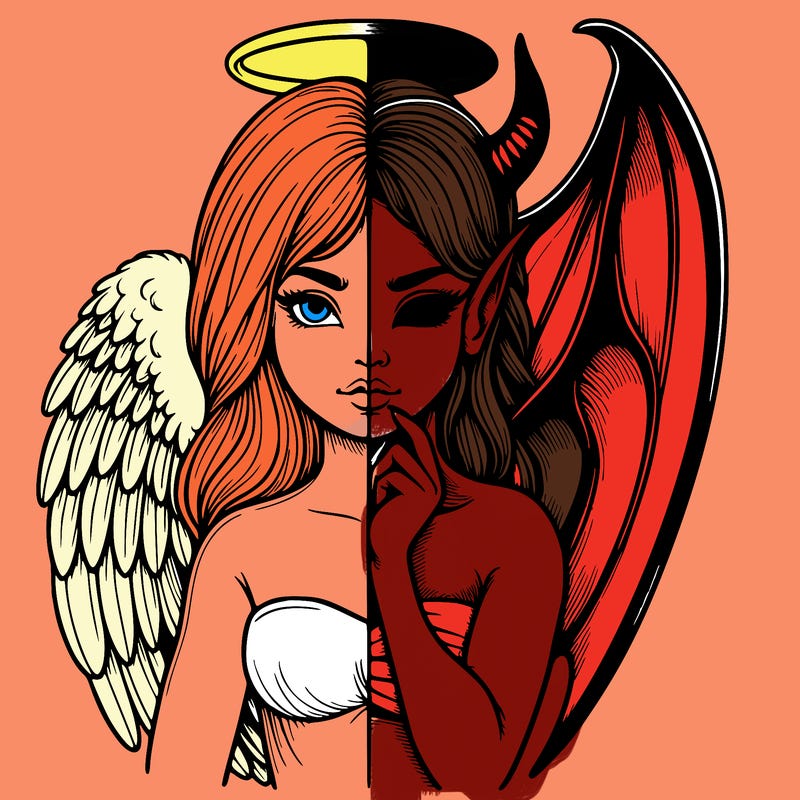 realistic angel half demon