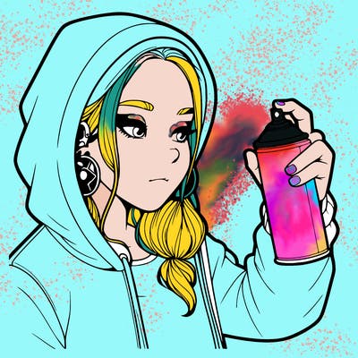 a realistic girl, spray painting