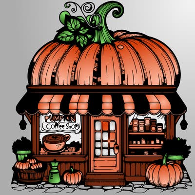 pumpkin coffee shop realistic