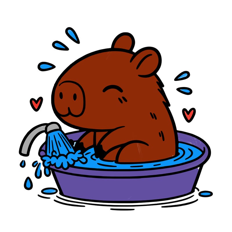 capybara taking a bath