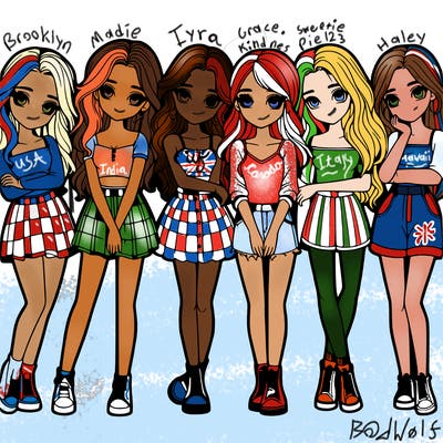 a group of girls realistic