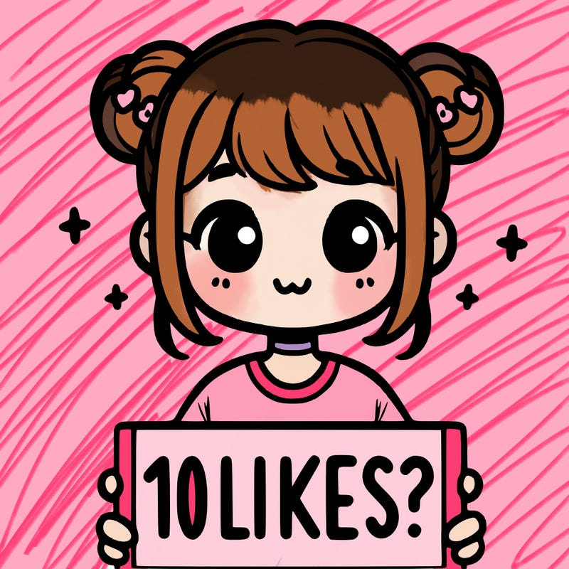 cute girl that is holding a sign that says 10 likes?