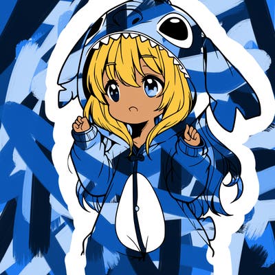 anime girl in a stitch onsie