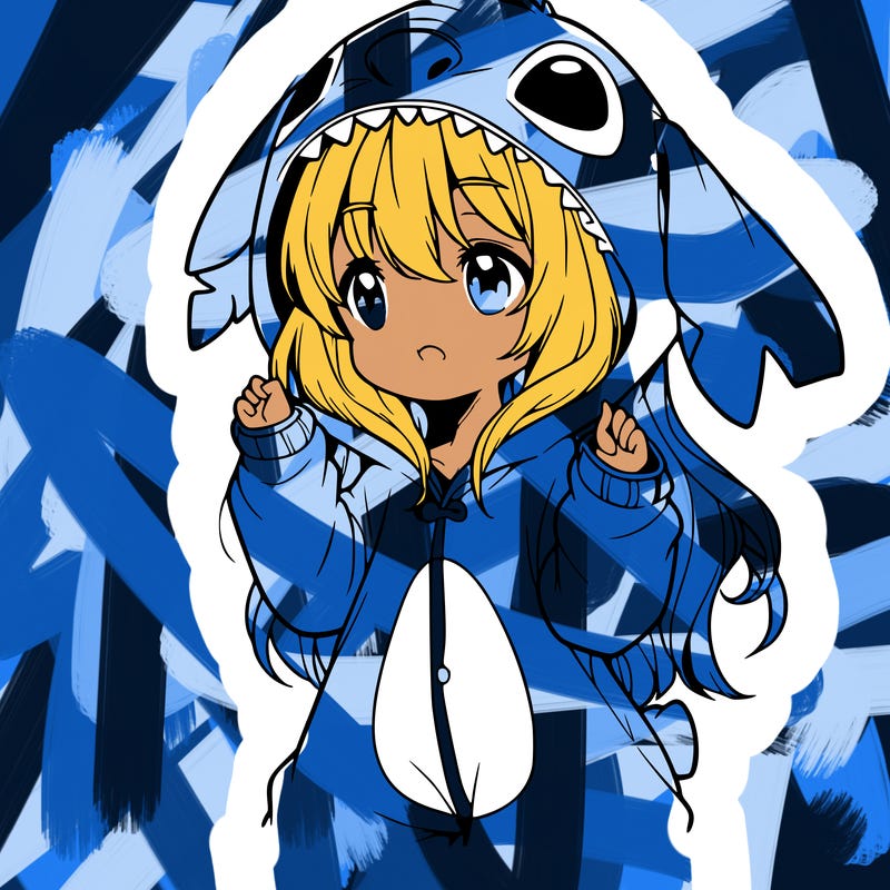 anime girl in a stitch onsie