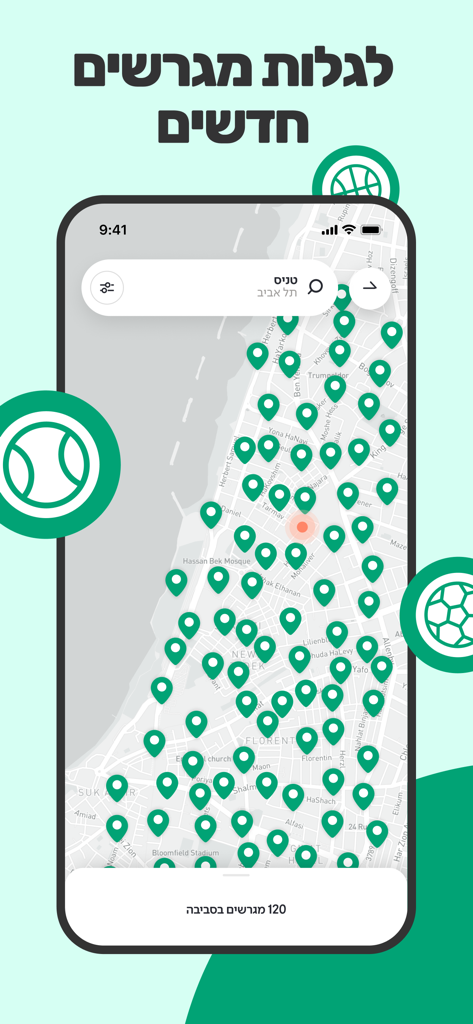 WePlay - Interfaz de la aplicación WePlay mostrando un mapa con pines de pistas deportivas disponibles