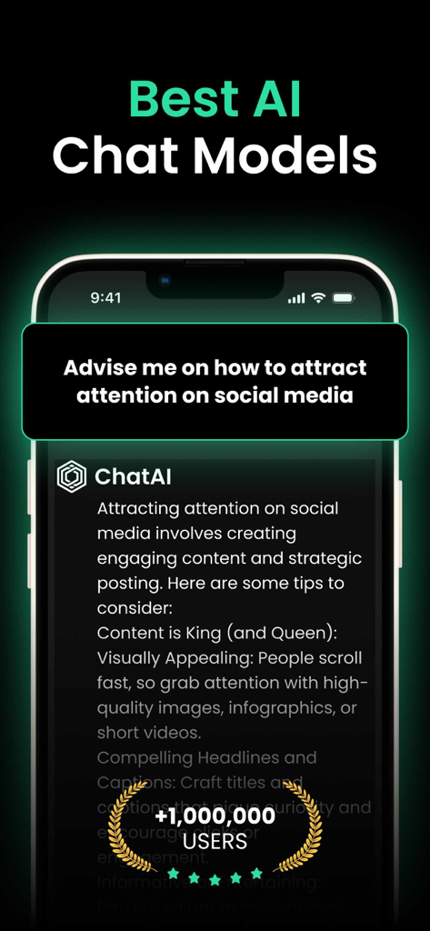 ChatBy AI Chat Bot and Creator - Screenshot of ChatBy AI providing strategic advice on how to attract attention on social media platforms