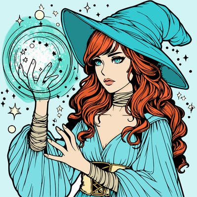 realistic women sorcerer using magic