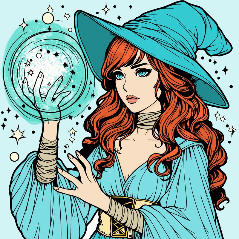 realistic women sorcerer using magic