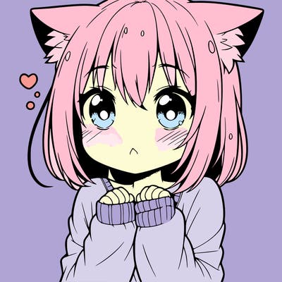 shy anime catgirl