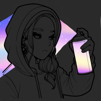 a realistic girl, spray painting