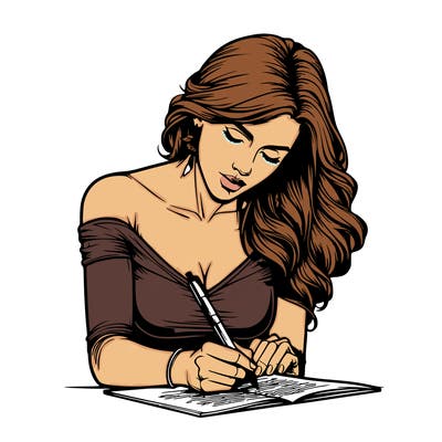realistic female writing poetry