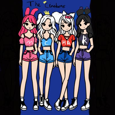 a group of girls wearing crop tops and shorts