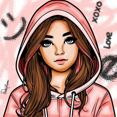 realistic girl with a hoodie