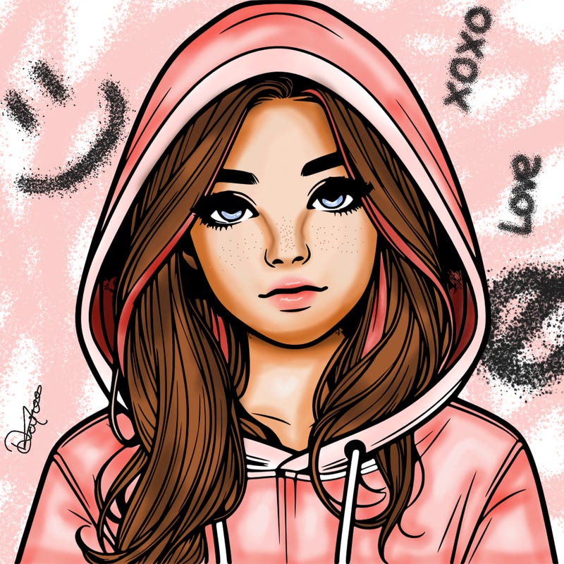 realistic girl with a hoodie