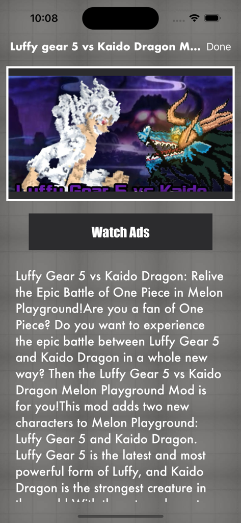 Luffy vs Kaido One Piece mod for Melon Playground