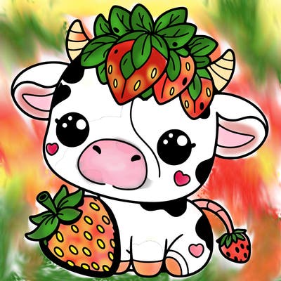 cute strawberry cow