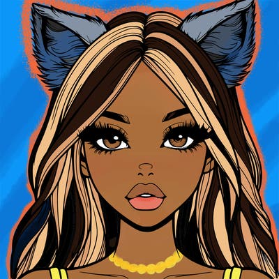 realistic girl with fox ears and realistic lips