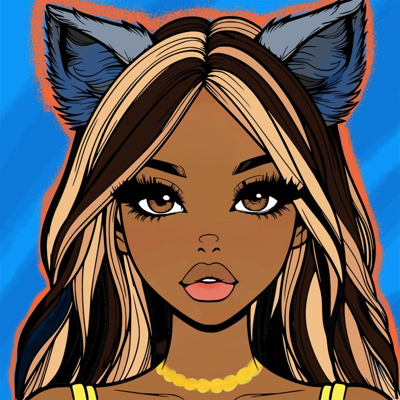 realistic girl with fox ears and realistic lips