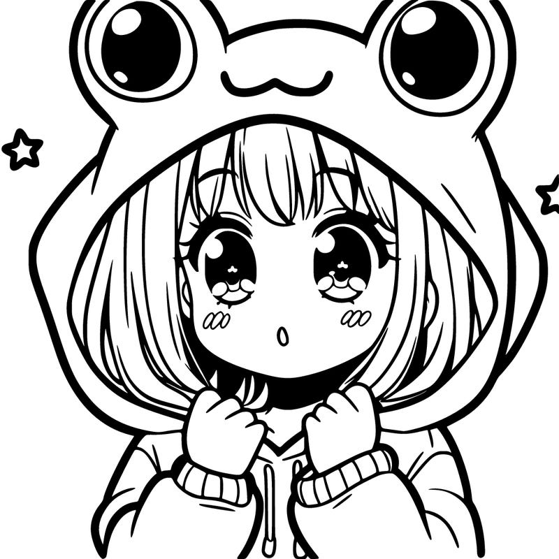 girl in in frog hoodie
