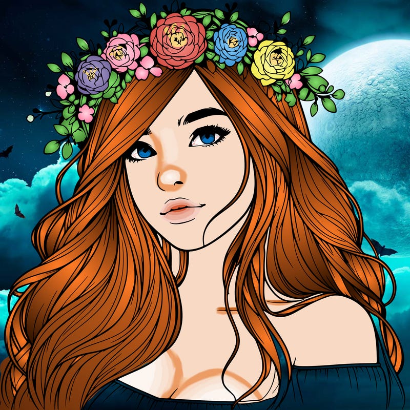 realistic girl with flower crown