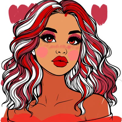 realistic girl with wavy hair and lips