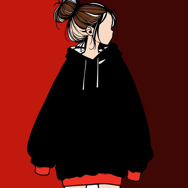 realistic girl with a oversized sweatshirt on and a bun